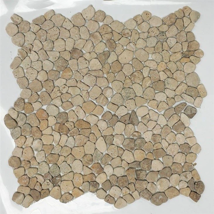 Flat Pebble Mosaics Beige Travertine JRSM-068
