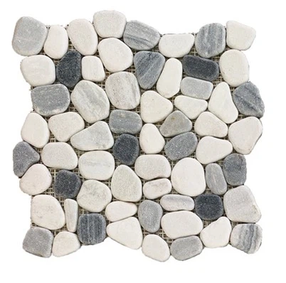 Kieselmosaiken Weißgrauer und schwarzer Quarzit JRSM-050